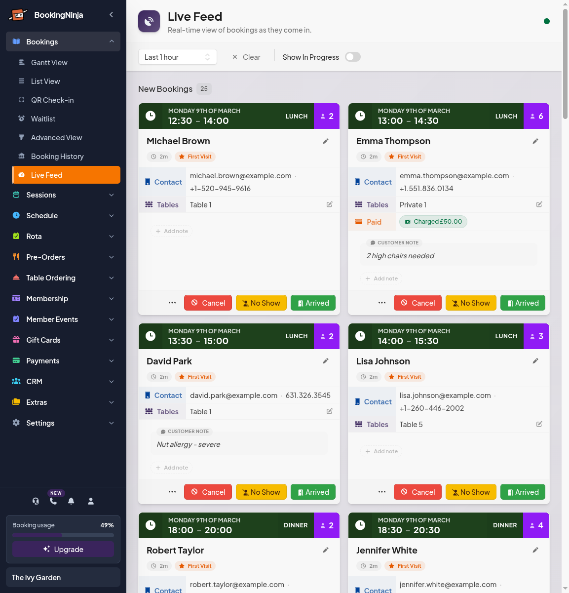 Real-time live feed
