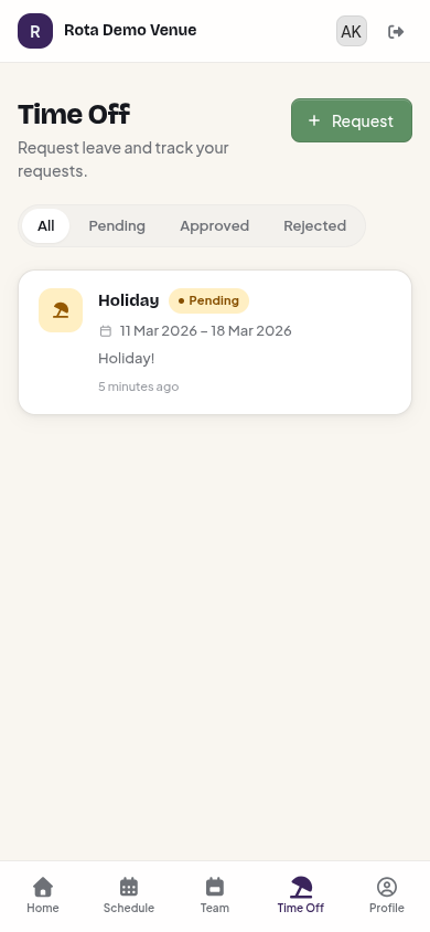 Staff portal — Time Off